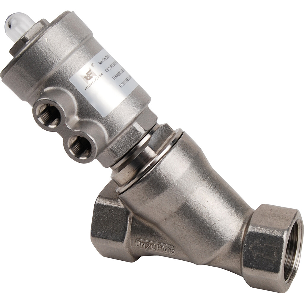 1436 1/2" T32 NC Sectoriel Basic RVS schuine zitting ventiel pneumatische actuator onder de zitting DP=4bar max.