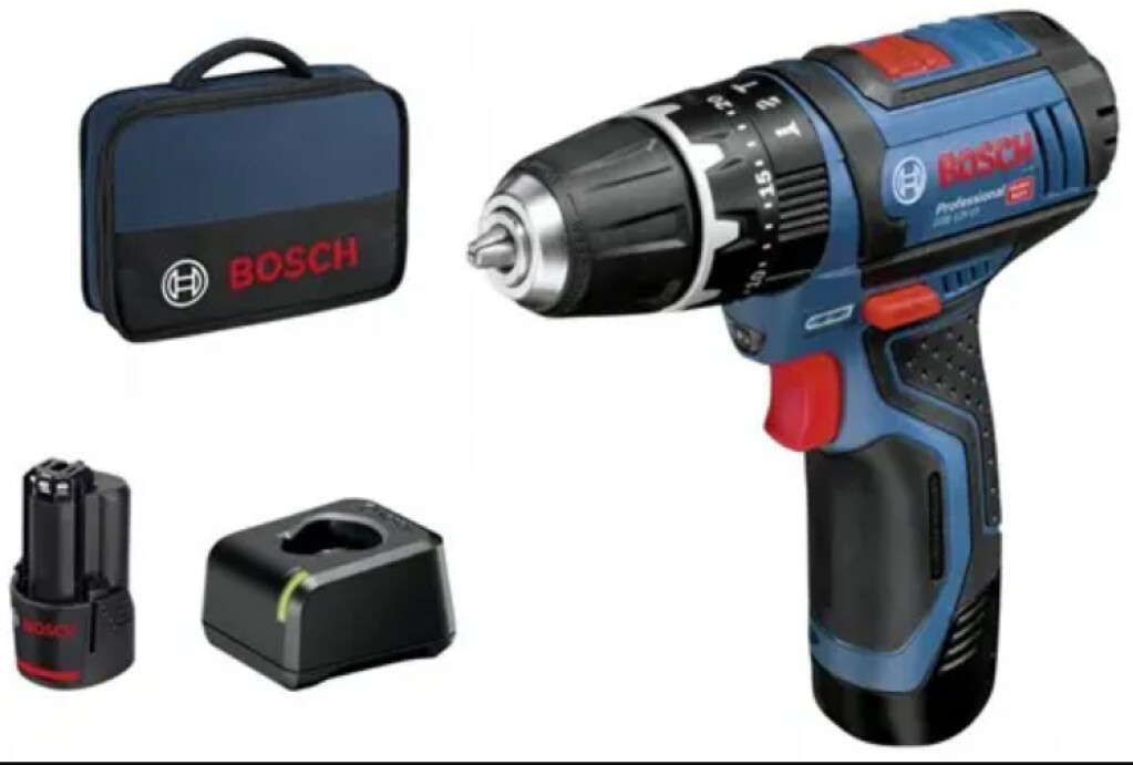 06019B690H Bosch Accu klopboorschroevendraaier GSB12V-15, 2x Accu GBA 12V-2,0Ah, lader GAL 12V-40, in tas