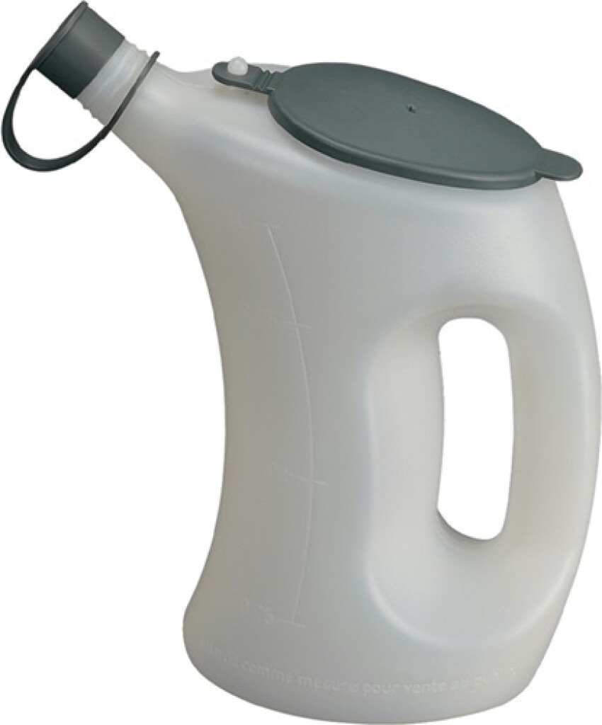 Maatbeker 1 l met beschermdeksel/beschermkap aan tuit HDPE PRESSOL