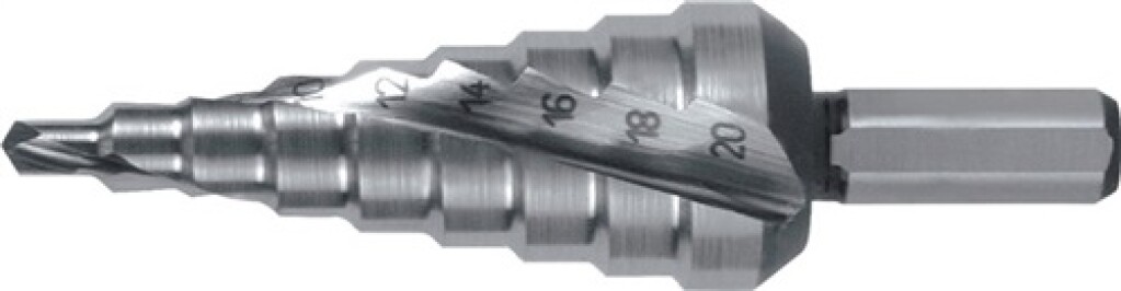 101 051 E Ruko Getrapte boor boorbereik 4-20mm HSS-Co5 spiraalgegroefd snedeaantal 2 tredenaantal 9