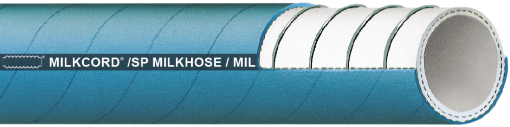 MILKCORD-SP/10 102X122mm melkslang met stalen spiraal wit/blauw