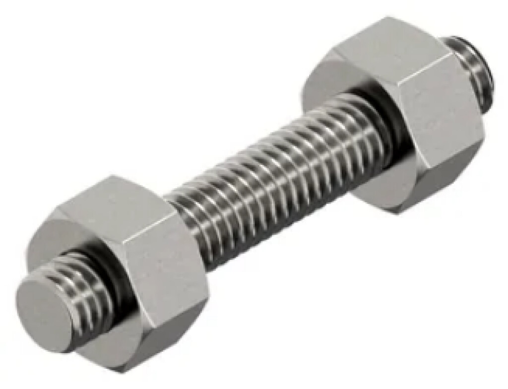 ASME B16.5/B18.2.2 1"x4" ASTM A193 - ASTM A194 Gr.B7 - Gr.2H ELVZ Studbolt met 2 zeskantmoeren