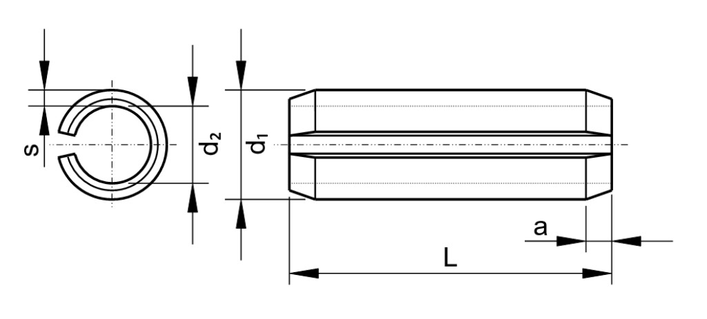 DIN≈1481 10x22mm RVS A2 Spanbus zware uitvoering