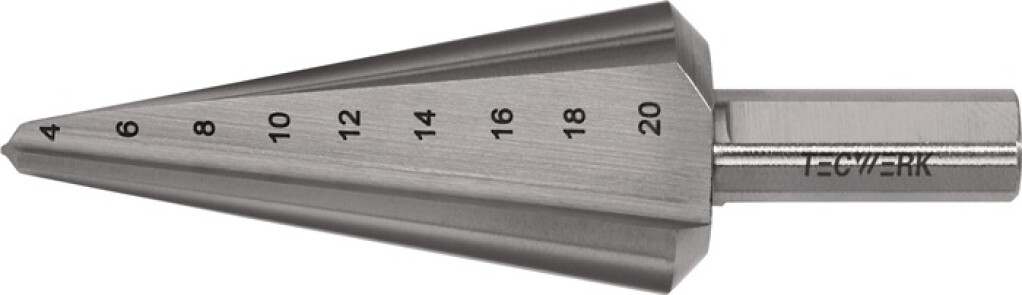 2000862032 Tecwerk Getrapte plaatboor 4-20mm HSS totale lengte 71mm snedeaantal 2