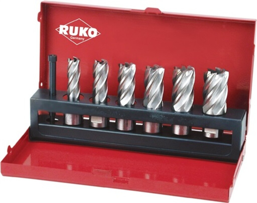108 820 Ruko Set kernboren  HSS 7 delig d. 12-22mm snijdiepte 30mm weldon