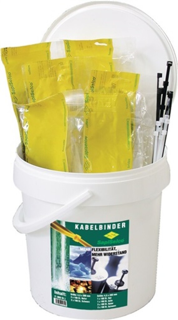 105-200RP SapiSelco Kabelbinderset polyamide 1000-delig lengte 200/280mm breedte 4,5mm naturel/zwart/rood/groen