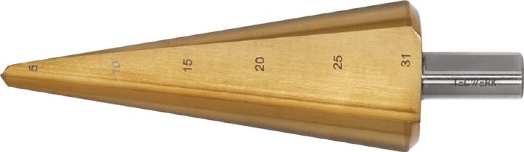 2000862047 Tecwerk Getrapte plaatboor 5-31mm HSS TiN totale lengte 103mm snedeaantal 2