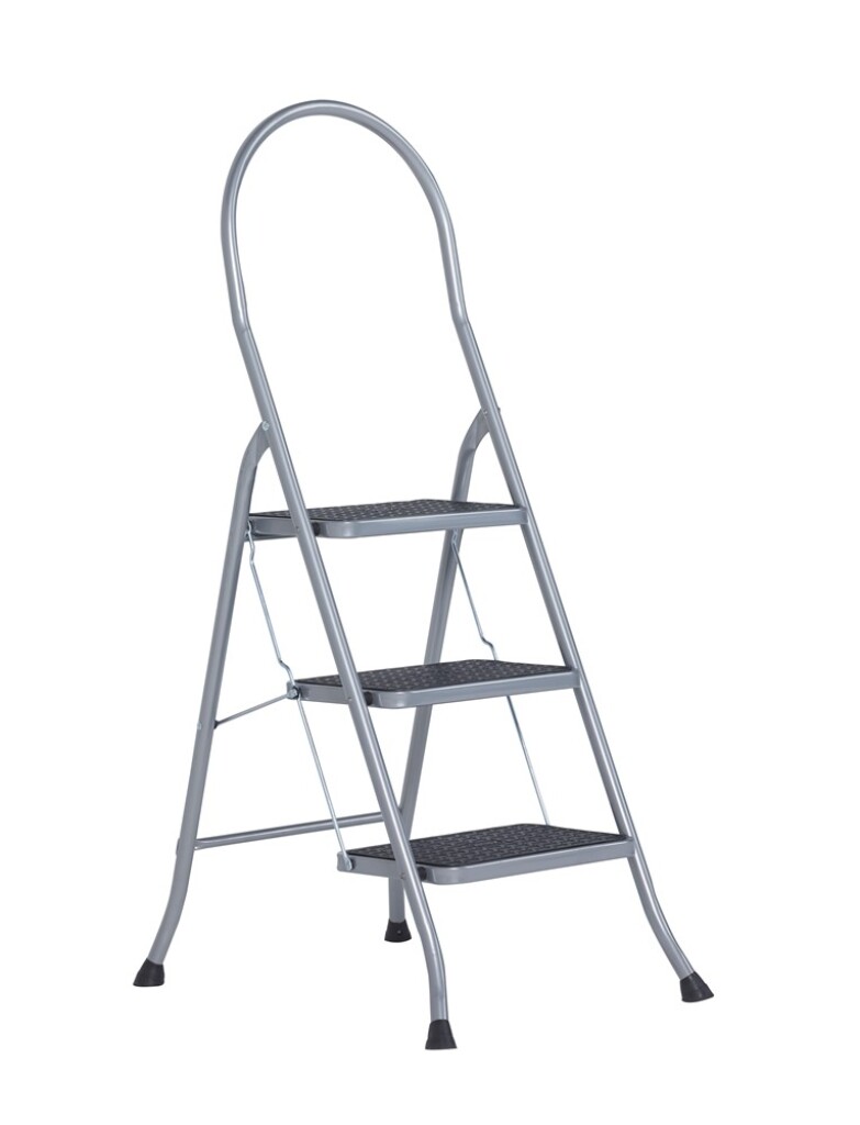 Altrex Cromato Silver huishoudtrap 3 treden plus met hoge beugel
